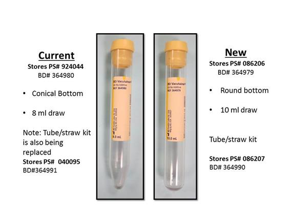 Difference between current to new Yellow Urine Tube